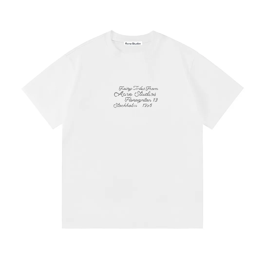 Acne Studios New Arrival logo Same Style t 100％ 32 ：White Size：XS S M L